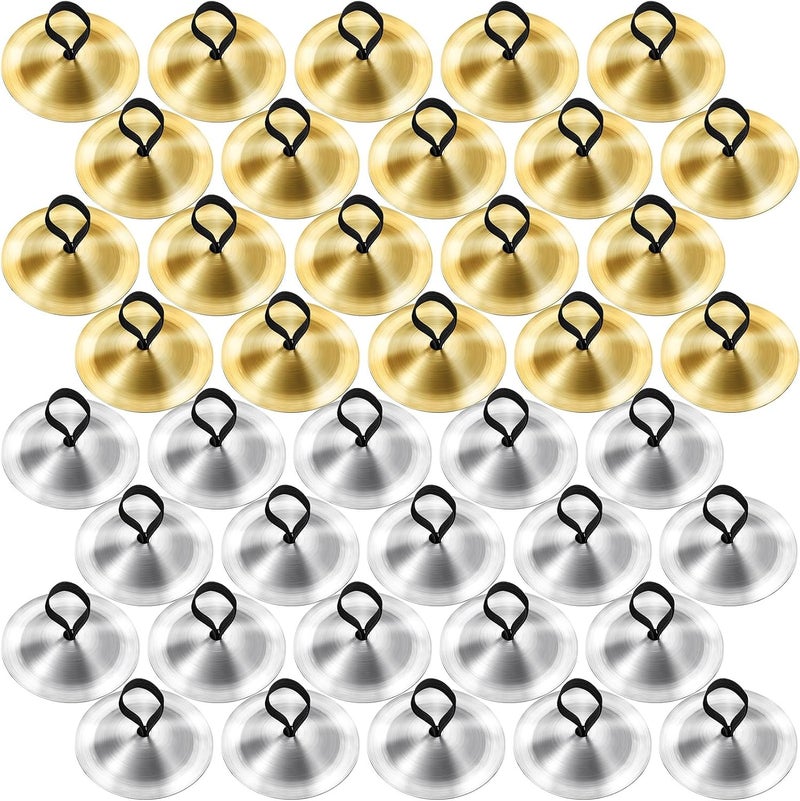 Fiada 40 Pcs Finger Cymbals Belly Dancing Musical Instrument Percussion Zills Instruments for Adults Dancer Party (Gold, Silver) - Image 1